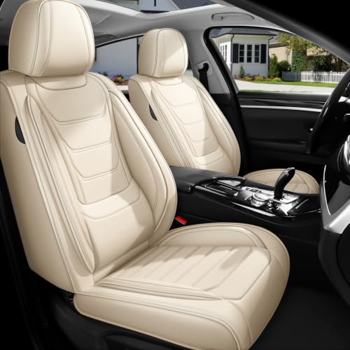 Image of for GMC Terrain 2010-2025 Seat Covers 2P (Beige) | Waterproof car seat cover, anti-slip, breathable. Airbag compatible. Seat heating works. Easy clean. Durable stitching.