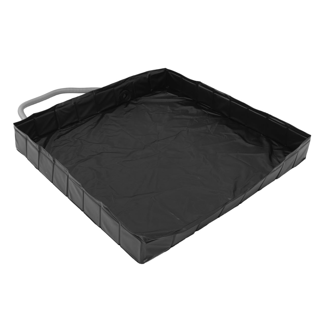 UKCOCO Plato de Ducha Plegable Exterior 104x104x13cm Negro | Pvc y Pp, Tubo de Desagüe Desmontable, para Camping, Caravanas y Viajes de Aventura