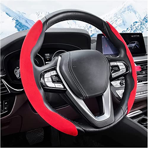 Image of Automaze New Suede Texture Steering Wheel Grip Cover for Cars, Safe and Non Slip Car Interior Accessory (Suede Red)