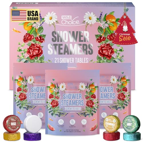 W&E Choice Shower Steamers Aromatherapy 21 Pack- Shower Bombs with Natural Essential Oils for Daily Relaxation & Stress Relief Birthday/Christmas Gifts for Women Mom Wife