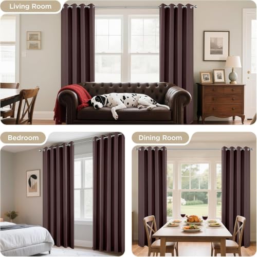 Image of 100% Blackout Curtains 84 Inches Long, 2 Thick Layers Heat and Full Light Blocking Soft Thermal Insulated Drapes for Bedroom (Set of 2 Pc, Coffee, 7 Feet)