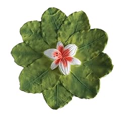 Coral Painted Lily on 9 Green Leaves