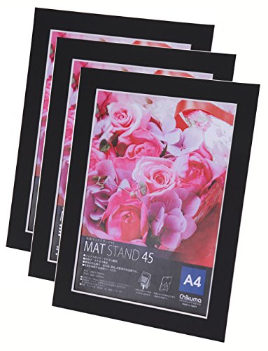 Chikuma フォトフレーム マットスタンド45 A4 ブラック 3冊セット 30140-0