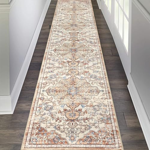 Pauwer Boho Hallway Runner Rug 2x10 Washable Entryway Area Rugs Non Slip Farmhouse Vintage Floor Mat Carpet Runner for Hallways Laundry Room Kitchen Bathroom Bedroom