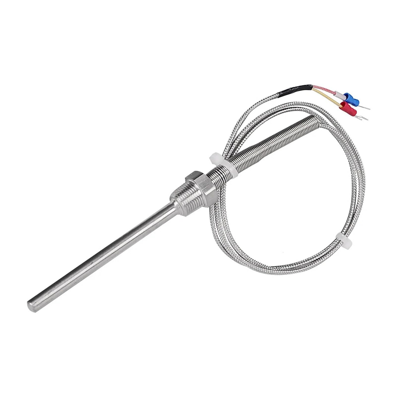 Gwint czujnika wysokiej temperatury 1300°C PT3/8'' 10 cm sonda ze stali nierdzewnej typ K termopara regulator temperatury (długość kabla 5 m, 200 mm)