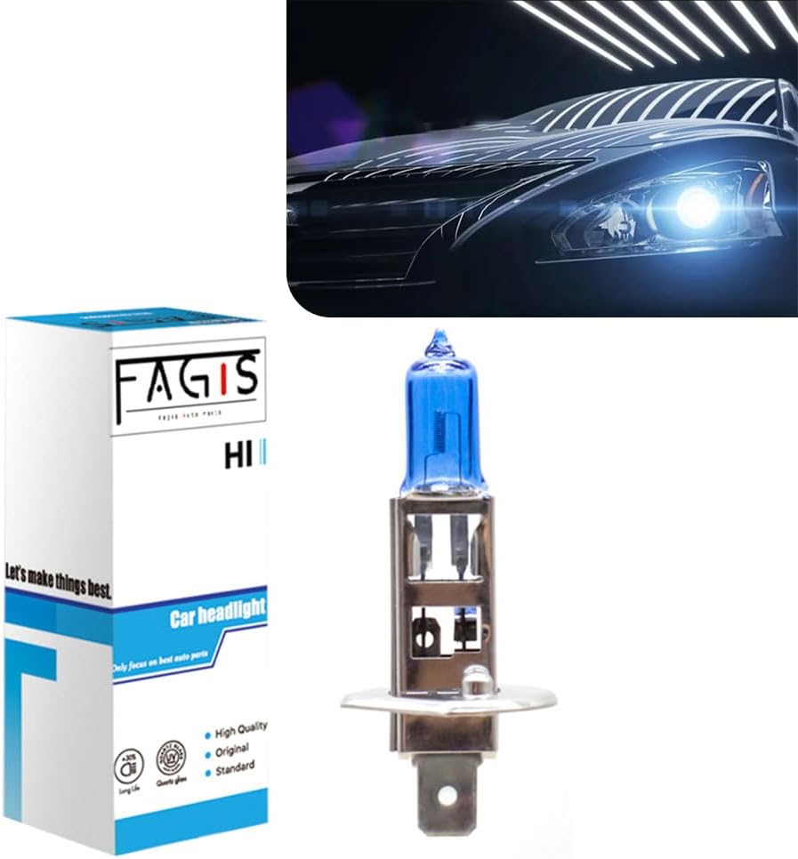 gunhunt 2 PCS Car Halogen Lights, Super Bright Light Bulbs, High/Low Beam Lights, Shockproof Bulb Replacements, Automotive Lighting Tool, Universal for Most Cars, Trucks, SUVs (White #H1) 2 PCS White #H1