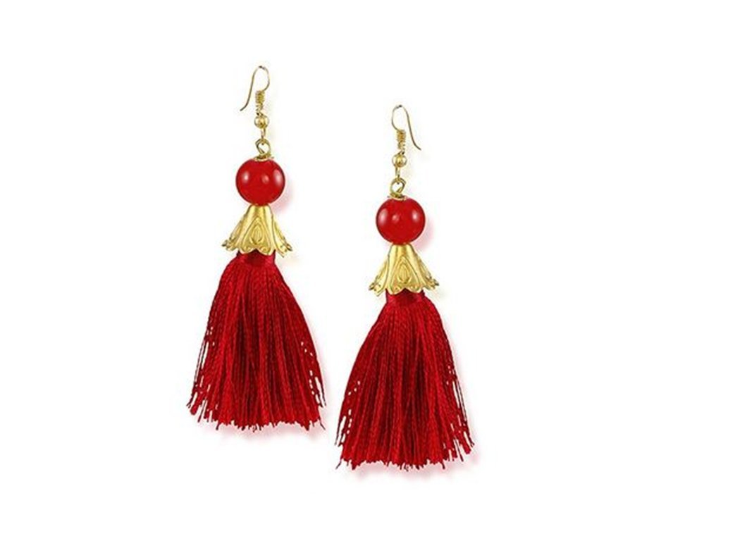 Shreshth Collection Red Metal Dangle&Drop Earrings for Women (E_4)