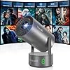 Tecaki Portable Outdoor Projector with Battery, 1080P Mini Projector with WiFi and Bluetooth, Auto Keystone, Electric Focus, 180° Rotation Movie Projector Compatible with TV Stick, HDMI, USB, Phone