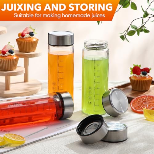 Vesici 6 Pack Glass Juice Bottles Wide Mouth 16 Oz with Stainless Steel Lid - image 5