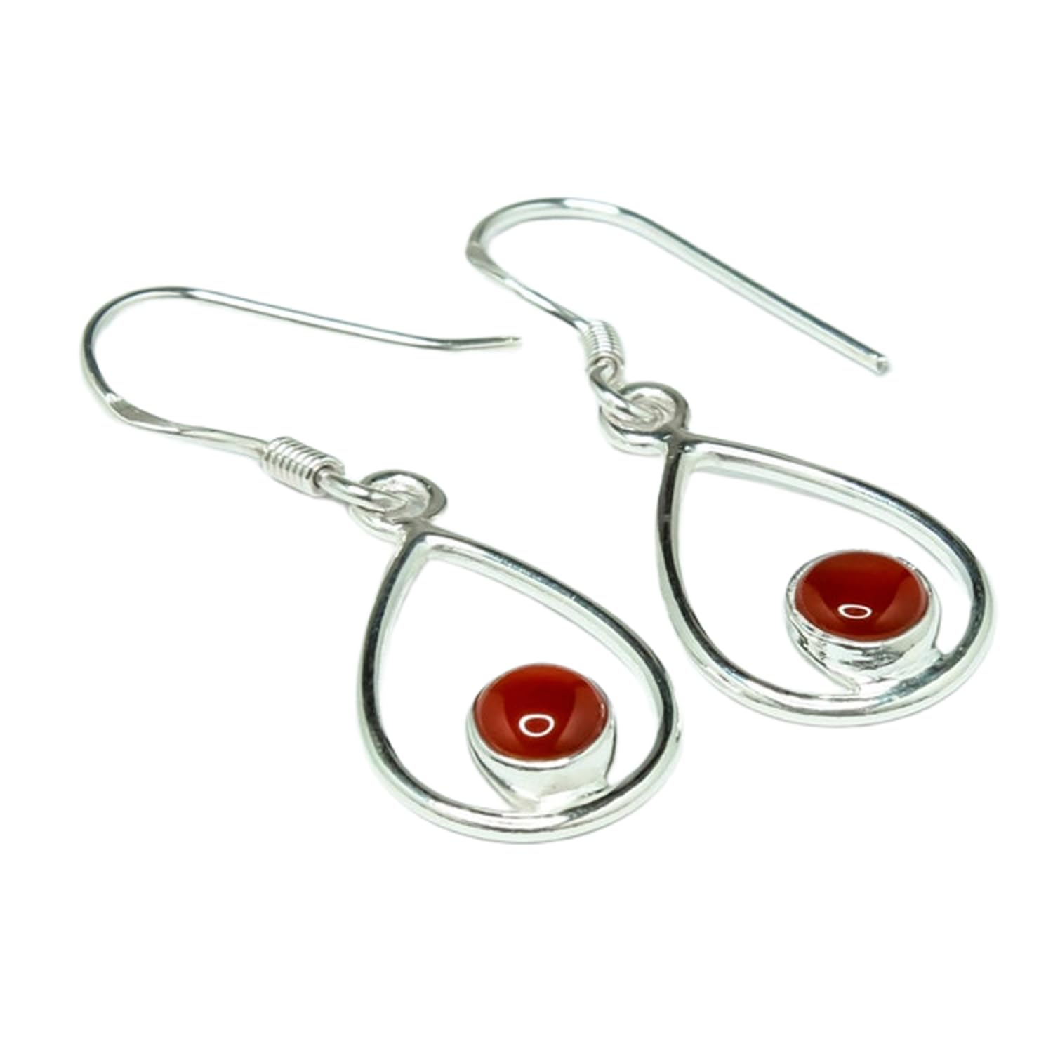 Boucles d'oreilles cornaline naturelle argent, le cadeau idéal