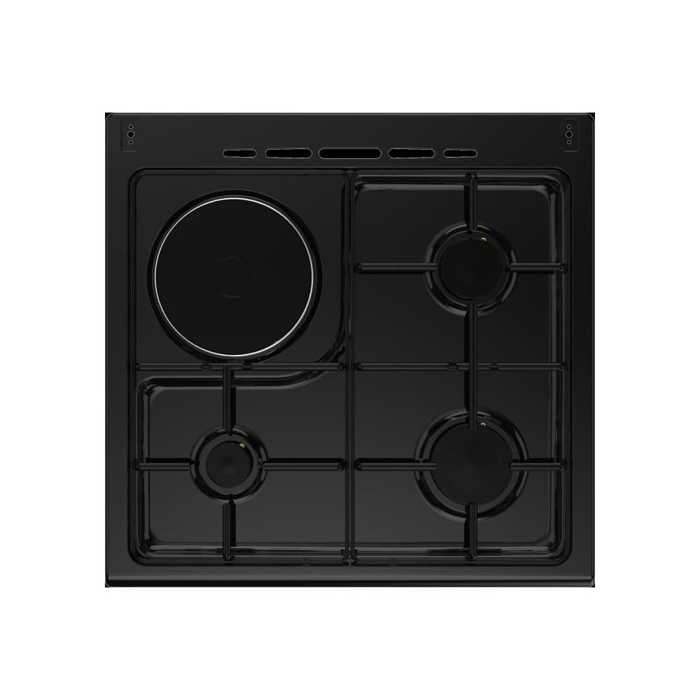 Cuisiniere mixte CONTINENTAL EDISON CECM60FCB - 3 feux gaz + 1 électrique - L59,8 x P61 xH83 cm - Noir