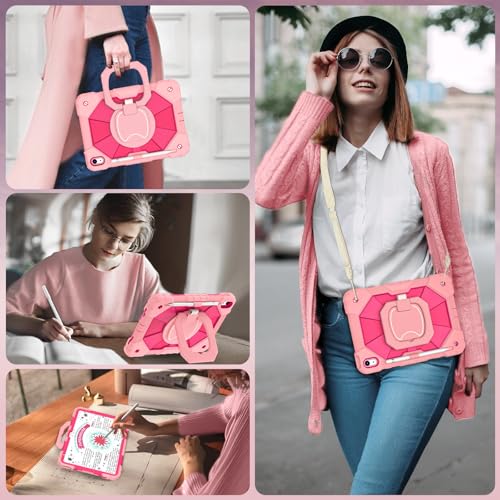 Image of WESOROL Case for iPad (A16) 11th Generation 11 Inch (2025) iPad 10th Generation 10.9 Inch (2022),Full-Body Drop Protection i Pad Case 10th Gen with Rotating Stand Screen Protector Pencil Holder,Rose