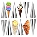 Kslong Cream Horn Molds 12pcs Large Size 4.7 inch Baking Cones Stainless Steel Roll Horn Forms Conical Danish Pastry Croissant Cones Moulds