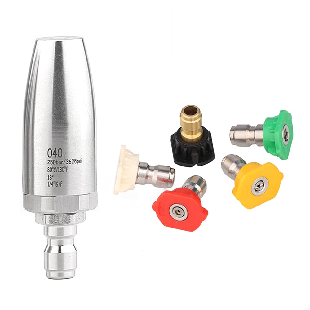 Pr ure Washer Turbo Nozzle, Stainl Steel Power Washer Nozzle with 14  Quick C ect, 5 Spray Nozzle Tips, 3625 PSI Silver One Size : Amazon.com.au:  Garden