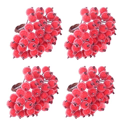 TUPARKA 160Pcs Rot Holly Beeren Weihnachten Dekoration Weihnachtskranz...
