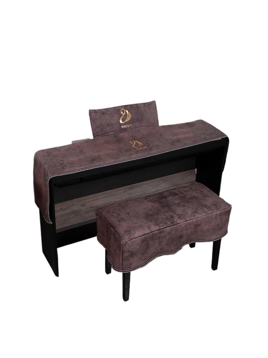 Nordic Luxury - Funda para piano electrónico de 88 teclas, a prueba de polvo, 61 teclas, cubierta para piano eléctrico, cubierta de estante, taburete (bronceado, juego de taburete doble)