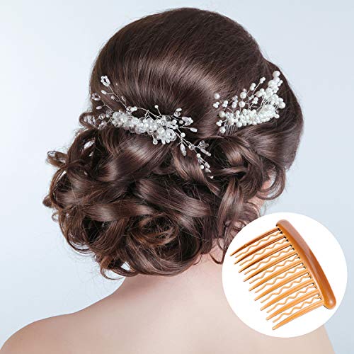 Gejoy 12 Pieces Plastic Teeth Hair Combs Tortoise Side Comb Hair Accessories(Black, Dark Brown)