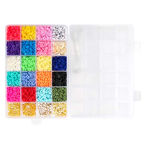 MTOUOCK 4500 Pcs Flat Round Clay Beads for Jewelry Making Necklaces and Bracelets DIY Earring Necklace Craft Set (18 Colors 6mm)