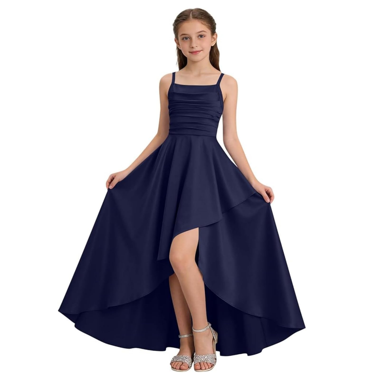 Générique Robe de soirée pour Fille, Robe de Bal de Promo Courte Devant Longue Derriere et élégante, Robes de Demoiselle d'honneur d'été sans Manches décontractées pour Enfant 5-14 Ans