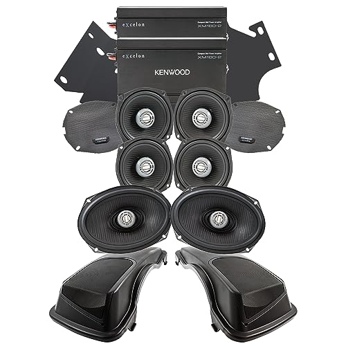 KENWOOD Excelon Motorsports P-HD5UTRG-98 Road Glide Ultra MAX Front & Rear Amplifier Package for 1998-2013 Motorcyle Models