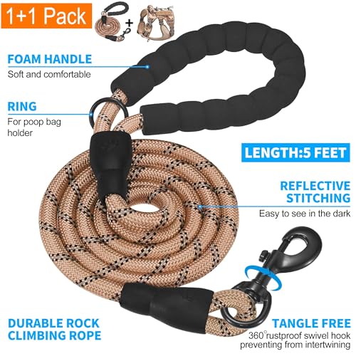 Image of Beebiepet Heavy Duty Tactical Dog Harness for Small Dogs, No Pull Adjustable Pet Harness Reflective Service Training Easy Control Pet Vest Military K9 Working Dog Harnesses- Medium, Desert Camo
