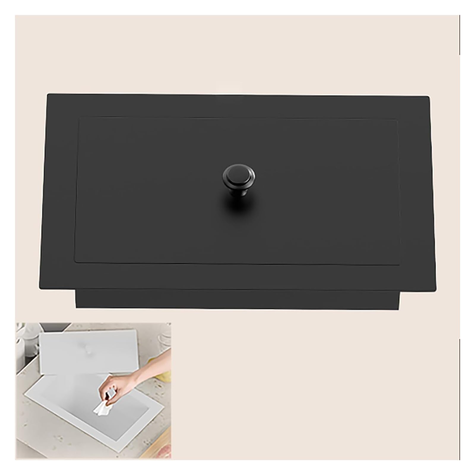 Trash Can Top Bins, Countertop Trash Can Lid Only, Recessed Garbage Bin Cover, Stainless Steel, Multicolor(Black)