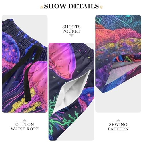 Jellyfish Pink Black Pajama Shorts for Men Lounge Pants Pajama Bottoms Sleepwear Sleepwear Pajama Pant with Pockets, S-XXL4