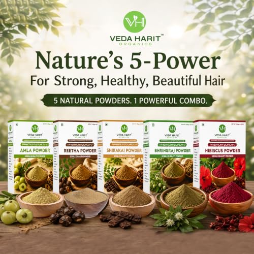 Image of Veda Harit Amla Reetha Shikakai Bhringraj Hibiscus Powder Combo Pack 500g