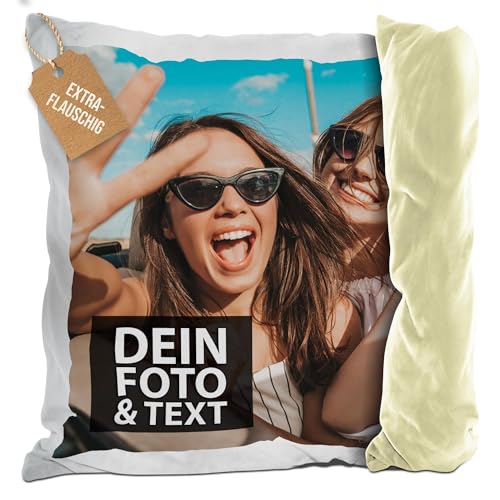 PR Print Royal Flauschiges Fotokissen selbst gestalten - inklusive Kissenfüllung - Fotokissen personalisierbar mit Foto und Wunschtext | 40 x 40 cm -...