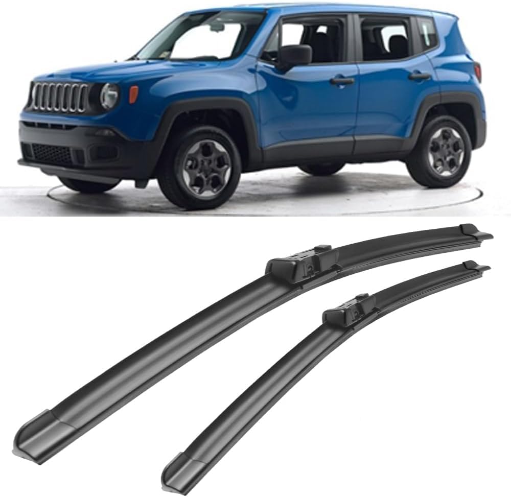 RESKIU Car Front Windshield Wiper Blade Set Replacement for Jeep Renegade 2014-2018, All Season Windscreen Wipers Quiet Easy Installation