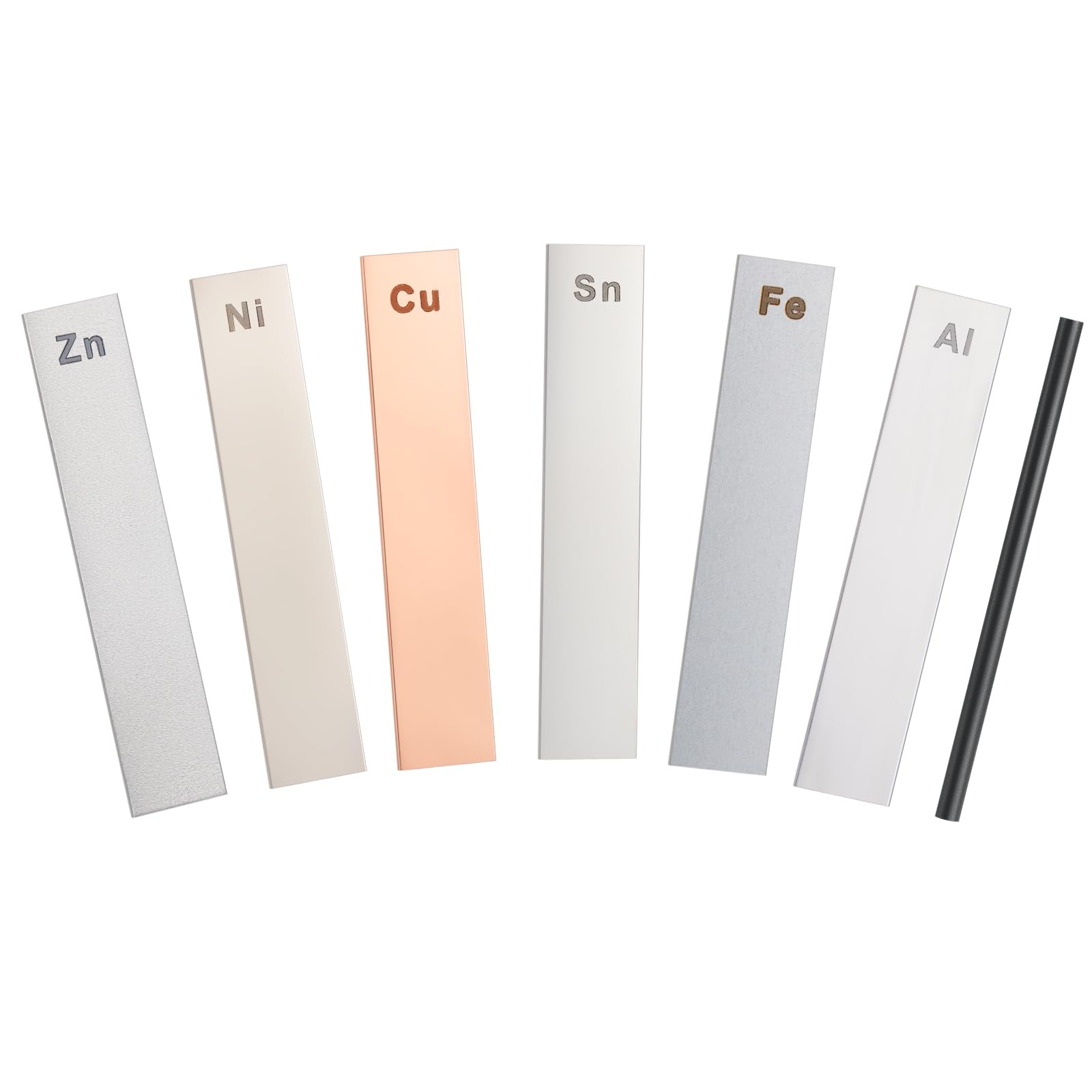 Gisafai 7 Piece Metal Electrodes Set Electrode Strips Set Aluminum Copper Zinc Nickel Tin Iron and Carbon for Scientific Experiments Electroplating
