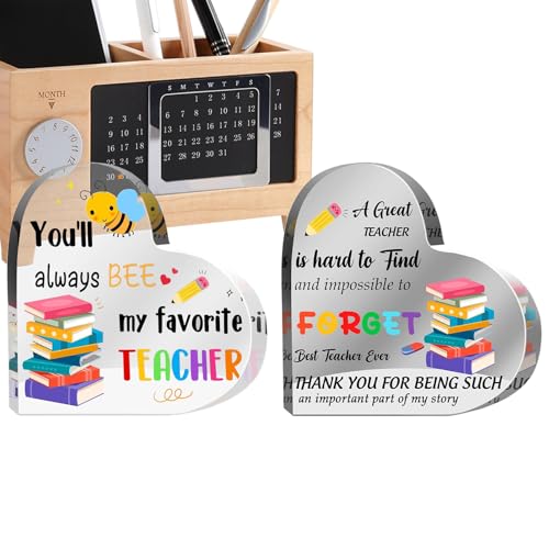 Lnhgh Panel de Apreciación de Maestros - Decoración de Oficina Corazón Maestro Acrílico en 2 Partes | Decoración de Mesa Decorativa para Graduación, Colegas, Fomento, Acción de Gracias,