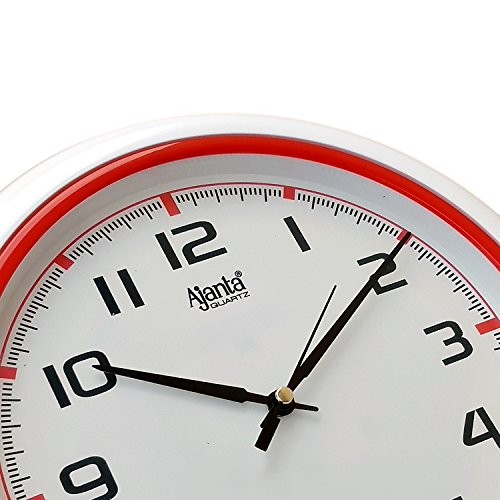 Image of Ajanta 10 Inches Wall Clock for Home /Offces /Bedroom /Living Room /Kitchen (Step Movement, Red)