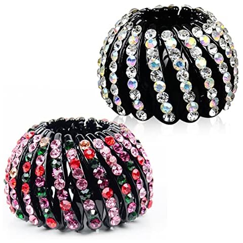 LIUJZZJ 2 Stück Haarspange Duttmacher Crystal Vogelnest Haarspange Haarklammern Cover