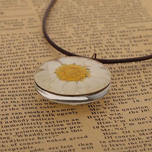 CHOORO Daisy Flower Necklace Real Dried Flower Necklace Handmade Pressed Flowers Jewelry Gift for Nature Lovers3