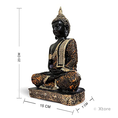 Image of Xtore Meditating Buddha Idol for Home | Adds Soothing Effects and Spreads Positive Vibes (Pack of 1, Orange & Black)