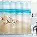 Produktbild ABAKUHAUS Duschvorhang, Seestern und Schalen im Vordergrund im Hintergrund Ist EIN Meeresblick EIN Strand Bild Druck, Blickdicht aus Stoff mit 12 Ringen Waschbar Langhaltig Hochwertig, 175 X 200 cm