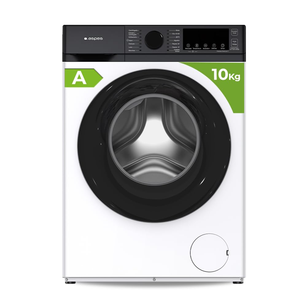 Aspes AL10400AIDV 10 kg Front Load Washing Machine, 1600W, 1400rpm, Inverter Motor, 14 Programs, Stop&Go Function, Diamond Drum, Energy Efficiency Class B