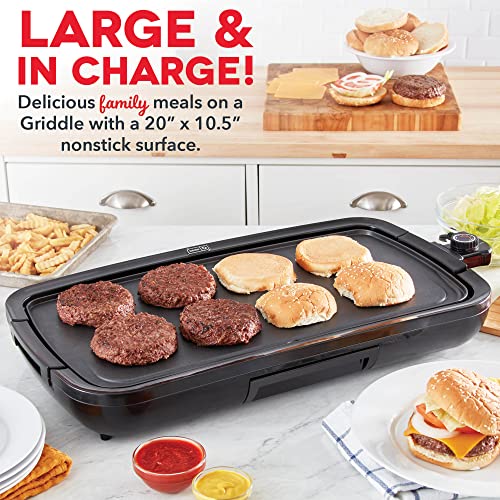 Dash Deluxe Everyday Electric Griddle With Dishwasher Safe Removable Nonstick Cooking Plate For Pancakes, Burgers, Eggs And More, Includes Drip Tray + Recipe Book, 20” X 10.5”, 1500-Watt - Black #TOP1
