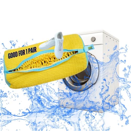Image of Reusable Shoe Washing Machine Bag for Washer & Dryer Yellow Fits All Shoe Sizes Deep Cleaning Laundry Bag with Invisible Zipper Washable Organizer for Sneakers, Shoes, Socks & Toys