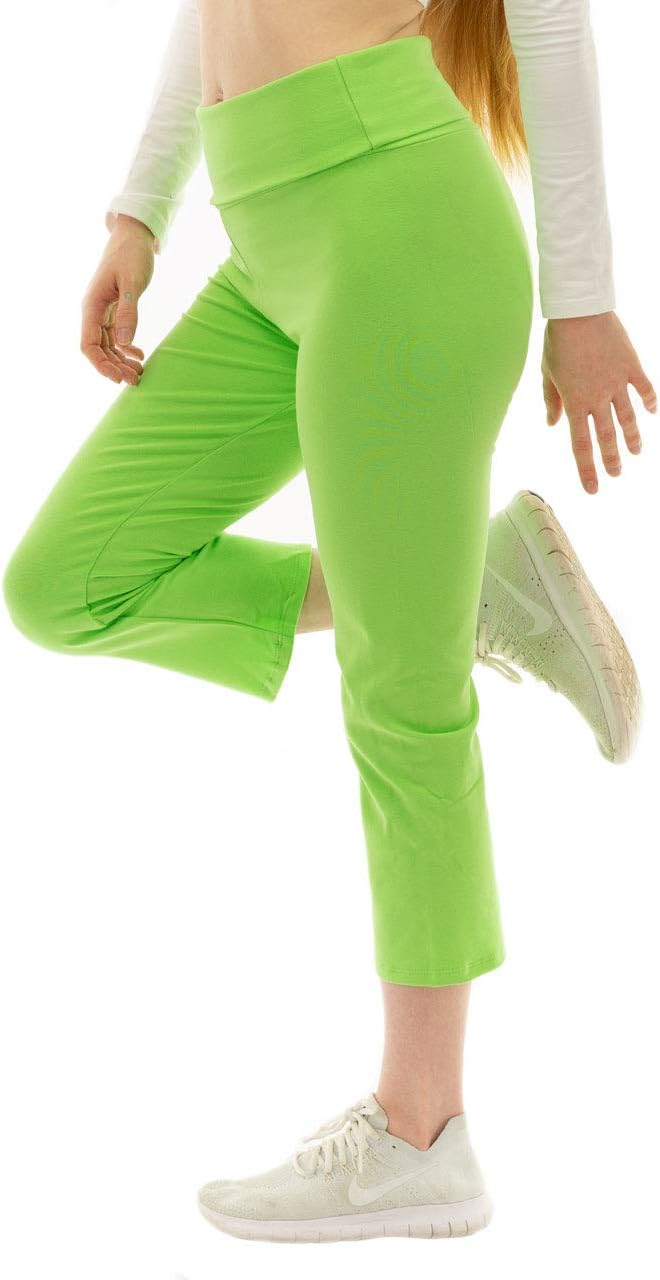 Vivian's Fashions Yoga Pants - Capri, Misses Size (Lime, XXS)