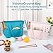 Veirdro Crochet Bag Organizer for Yarn Storage, Velvet Knitting Tote Bag with Double Handle for Crochet Accessories, Portable Travel Case for Yarn Balls, Crochet Hooks& Knitting Needles Holder (Teal)