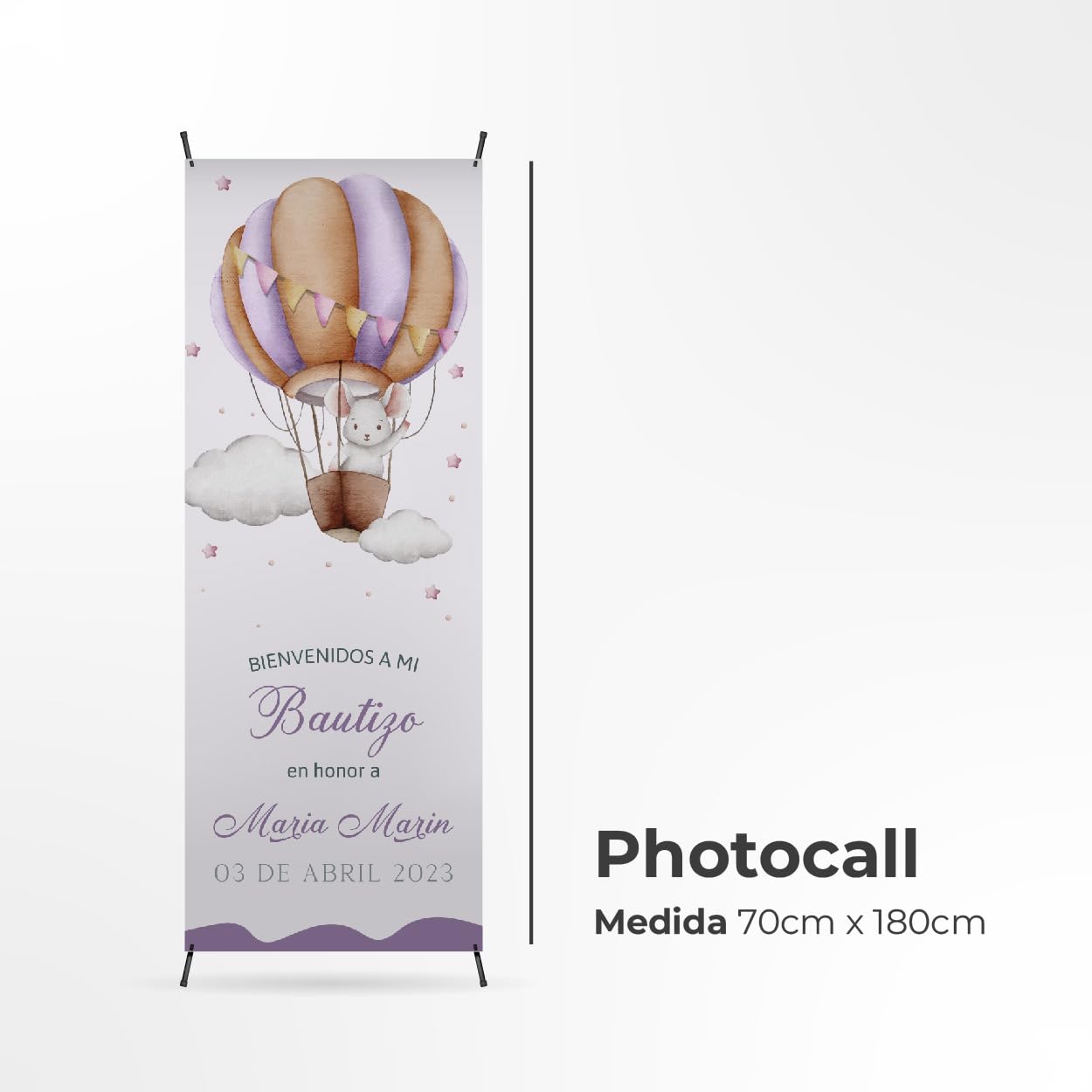 Photocall Bautizo Personalizado - Decoración para Niña o Niño - Pancarta Mi Bautizo 70x180cm - Personalización Única con Nombre, Fecha o Foto - 11 Modelos