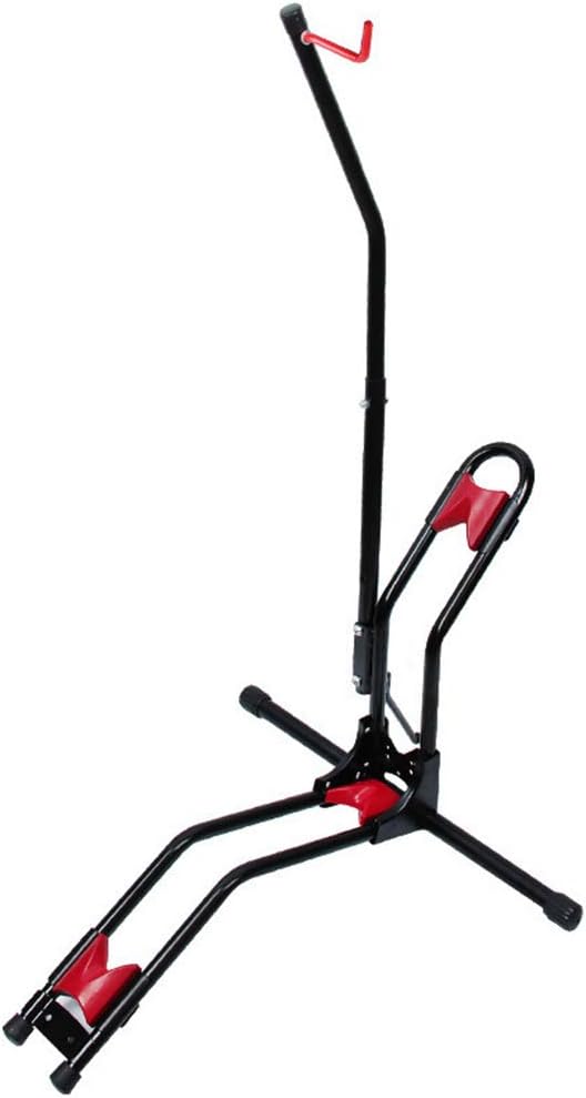 QXT Bike Stand for 1 Bicycle - Floor Parking Rack for Garage or Home - Indoor or Outdoor Storage Stands for Mountain and Road Bikes.