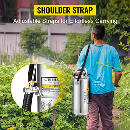 Happybuy 2 Gallon Stainless Steel Sprayer, 20" Wand & 3FT Reinforced Hose, Hand Pump Sprayer with Pressure Gauge, Safety Valve & Adjustable Nozzle, Weed Sprayers for Lawn, Gardening &Sanitizing1 by Happybuy - Image 7