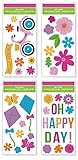Spring Window Gel Clings Decorations – 4-Pack with Butterflies, Kites, Flowers, Bike and More