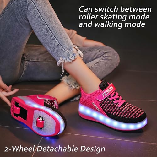 Image of AIkuass USB Chargable Led Light Up Roller Shoes Wheeled Skate Sneaker Shoes F.