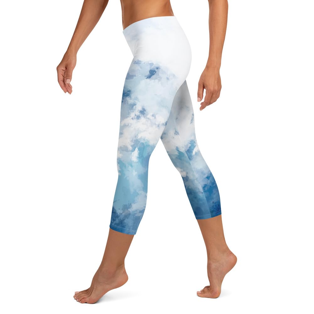 Legging capri bleu en maille extensible haut de gamme pour silhouette sculptée - 5