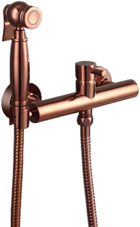Bidet Faucet Set Hot & Cold Brush Gold Brass Toilet Corner Valve Handheld Hygienic Shower Head Wash Car Pet Sprayer Airbrush Tap,Rose Gold