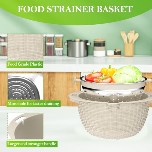 Seiher Set - Edelstahl Küchensiebe zum Kochen, Lebensmittelzubereitung, Waschen von Obst & Gemüse, Rostbeständiges Design